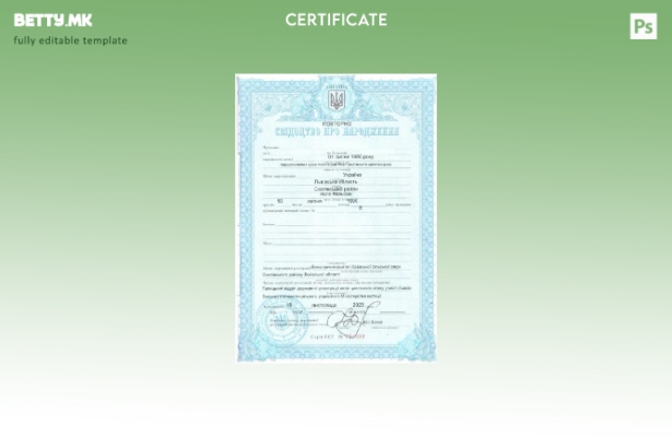 модерен стил Украина Матичната служба шаблон извод од матична книга на родените